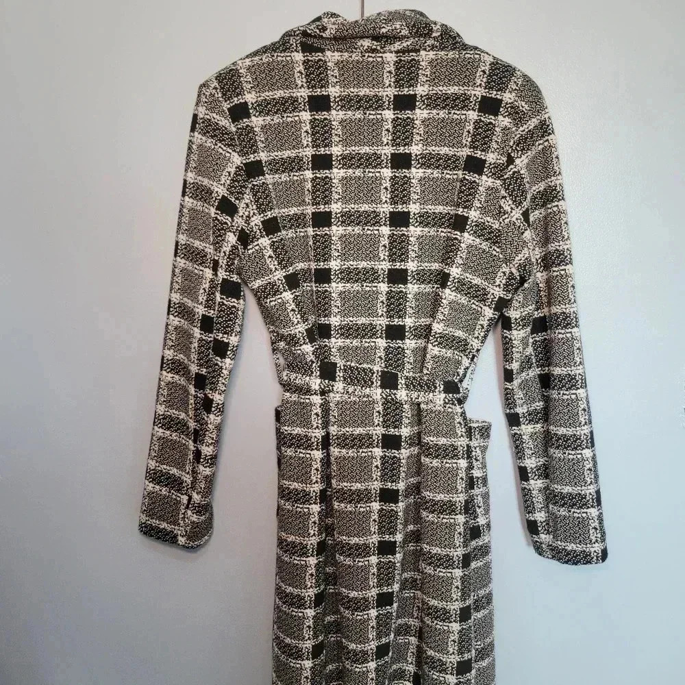 Shinestar womens lightweight black/ white belted coat duster Size M - Picture 4 of 8